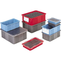 Quantum Storage Systems Divider Box Containers, Plastic, 16.5" W x 10.9" D x 8" H, Red - 3 Pack-Colour: Red