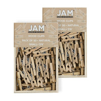 JAM Paper Wood Clothing Pin Clips, Small 7/8, Natural Brown, 2 Packs of 50, 100 Total (3230717359a)-Natural Brown Wood