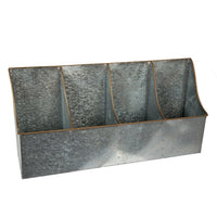 Truu Design Farmhouse Modern Collection, 4-Pocket Storage Bin, Industrial Silver-Measurement: 20”L x 9.5”H x 5”W in dimensions