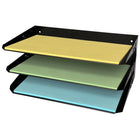 Merangue Metal 3-Tier File Shelf - Legal Size - Black-Metal construction for increased durability against normal wear and tear