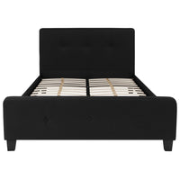 Flash Furniture - Lit plateforme Tribeca double touffeté et rembourré en tissu noir-Lit de plateforme