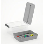 KIS Latchmate+  Carry-All Storage Bin with Organizer Tray, 14L, Clear-Latches ensure a secure lid as well as a sturdy handle for easy transport