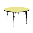 Flash Furniture – Table d’activités ronde de 42 po, surface en stratifié thermofusionné, pattes préscolaires réglables, jaune-Stratifié jaune