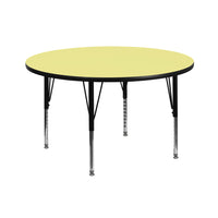 Flash Furniture – Table d’activités ronde de 42 po, surface en stratifié thermofusionné, pattes préscolaires réglables, jaune-Stratifié jaune