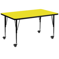 Flash Furniture Mobile 36"W x 72"L Rectangular HP Laminate Activity Table - Yellow-Popular Rectangular Activity Table