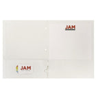 JAM Paper Glossy 2 Pocket 3 Hole Punched Folders, White, 50 Pack-Capacity: 200 sheets