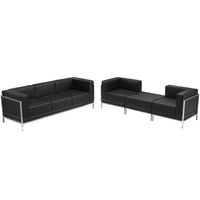 Flash Furniture  Hercules Imagination Series Leather Sofa and Lounge Chair Set, Black, 4 Pieces (ZBIMAGSET15)-Reception Grouping - Set