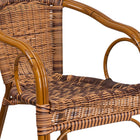 Flash Furniture Cadiz Series Rattan Restaurant Patio Chair with Red Bamboo-Aluminum Frame, Burning Brown (SDAAD632009D1)-Integrated Arms