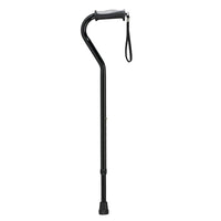 Drive Medical Adjustable Offset Handle Cane with Gel Hand Grip, Black-Black, Aluminum