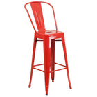 Ensemble de table bar ronde en métal rouge avec 4 tabourets à café, intérieur/extérieur, 24 po [CH-51080BH-4-30CAFE-RED-GG]-4