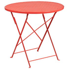 30'' Round Coral Indoor-Outdoor Steel Folding Patio Table Set with 2 Round Back Chairs [CO-30RDF-03CHR2-RED-GG]-Designed for Indoor and Outdoor Use