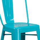 Flash Furniture 30" High Crystal Teal-Blue Metal Indoor-Outdoor Barstool with Back-Crystal Teal-Blue Powder Coat Finish
