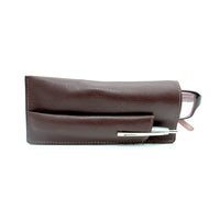 Ashlin CALABRIA Single Eyeglass Case with Pen Loop, Dark Brown-Suitable for holding your reading glasses
