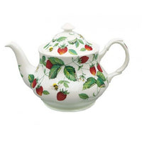 Roy Kirkham Teapot, Alpine Strawberry-Alpine Strawberry Traditional Teapot Fine Bone China.