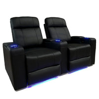 Valencia Piacenza Top Grain Leather Home Theatre Power Recliner, 2-Seats, Black (2-BLK-P)-Wrapped in Premium Top Grain 9000 Leather, extremely supple and ultra durable, for the ultimate experience in luxury