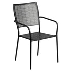 Flash Furniture Black Indoor-Outdoor Steel Patio Arm Chair with Square Back-Stacks up to 8 Chairs High