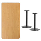 Flash Furniture – Table en stratifié au fini naturel de 30 x 60 po avec 2 bases circulaires de 18 L po (XUNT3060TR18)-Table d'hospitalité