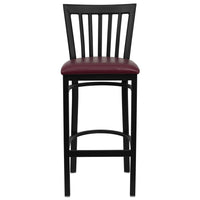 Flash Furniture – Tab. de bar pour restaurant HERCULES en métal noir, dossier à traverses verticales, assise en vinyle bourgogne-Tabouret de bar en métal
