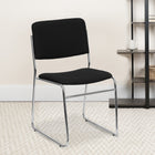 Flash Furniture HERCULES Series Black Fabric High Density Stacking Chair with Chrome Sled Base-17 Gauge Steel Frame