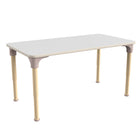 Flash Furniture Bright Beginnings 23.5" x 47" Commercial Wooden Rectangle Adjustable Height Classroom Activity Table-Beech/White-Adjustable Floor Protector Plastic Glides Prevent Indoor Flooring Damage
