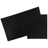 JAM Paper Plastic Heavy Duty Two Pocket Folders, Black, 108 Pack (57406B)-Black