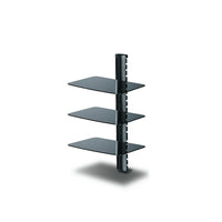 TygerClaw Triple Layer DVD Stand with Black Coloured Glass, (LCD8215BLK)-Wall mounting shelf for DVD players with three layers made of black coloured glass