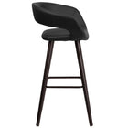 Flash Furniture Brynn Series 29" High Contemporary Cappuccino Wood Barstool - Black Vinyl - 2 Pack-Rounded Low Back Design