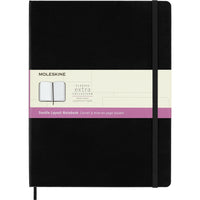 Moleskine Notebook - Extra Large - Ruled/Plain - Hard Cover - 7.5" x 10" - Black-Extra large size