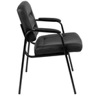 Flash Furniture Flash Fundamentals Black LeatherSoft Executive Reception Chair with Black Metal Frame, BIFMA Certified-Black LeatherSoft Upholstery
