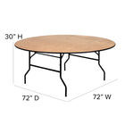 Flash Furniture 72" Round Wood Folding Banquet Table with Clear Coated Finished Top-Black Powder Coated Wishbone Legs