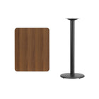 Flash Furniture 24'' x 30'' Rectangular Laminate Table Top, Walnut with 18'' Round Bar-Height Table Base (XUWA2430TR18B)-Walnut Laminate Top