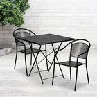 Flash Furniture 28" Square Black Curved Back Fold Patio Set, 2 Chairs (CO28SQF03CHR2BK)-Table and Chair Set