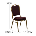 Flash Furniture HERCULES Series Crown Back Stacking Banquet Chair with Gold Frame - Burgundy Patterned Fabric-2.5'' Thick Seat Cushion