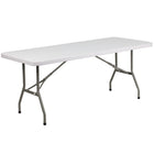 Flash Furniture 30"W x 72"L Granite Plastic Folding Table - White-Ready To Use Commercial Table