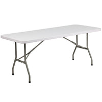 Flash Furniture 30"W x 72"L Granite Plastic Folding Table - White-Ready To Use Commercial Table