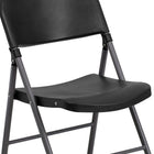Flash Furniture HERCULES Series Black Plastic Folding Chair with Charcoal Frame-Steel Frame Supports on Sides of Seat