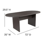 Flash Furniture 6 Foot (72 inch) Oval Conference Table - Rustic Grey-8