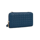 Karla Hanson RFID Blocking Ellie Woven Crossbody Phone Wallet, Blue-1 accordion compartment