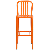 Tabouret de bar de qualité commerciale en métal orange de 30 po de hauteur pour l'intérieur et l'extérieur-Ensemble de 2 tabourets de bar modernes industriels