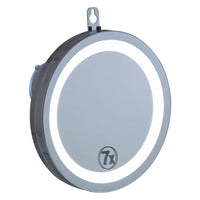 Truu Design Suction Mirror with LED Lights, 7.75 inches, Silver-Measures 7.75" x 7.75" x 3" (L x H x W) in dimensions