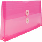 JAM Paper Plastic Envelopes with Button and String Closure #10 Business Booklet - 5.25" x 10" - Fuchsia Pink - 12 Pack -Size: #10 (5.25" L x 10" W)