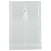 JAM Paper Plastic Envelopes with Button and String Tie Closure, Open End, 6.25 x 9.25, Clear Poly, 12 Pack (472B1CL)-Clear