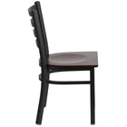 Flash Furniture HERCULES Series Black Ladder Back Metal Restaurant Chair - Walnut Wood Seat - 2 Pack-Walnut Finished Wood Seat