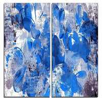 Designart Blue Flower Petals Canvas Art Print, 40"W x 40"H, 2 Panels, (PT3406-3-40-40)-Print
