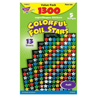 Trend Enterprises Supershapes Stickers, Colourful Foil Stars, 3900 Pack (T-46912)-Design: Stars