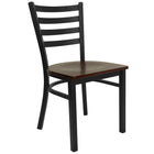 Flash Furniture HERCULES Series Black Ladder Back Metal Restaurant Chair - Mahogany Wood Seat-500 lb. Weight Capacity