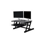 Rocelco Easy-Lift Adjustable Height Sit Stand Desk Riser with Active Standing Mat, Black (EADRASMB)-Easy-grip side paddle height lever makes adjusting from sitting to standing a breeze with smooth height adjustment from 6" to 16.3" above your desk surface with 5 incremental height options