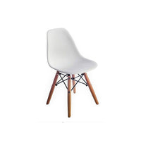 Plata Import - Chaise pour enfants Eiffel, blanc, base en bois (PC-0117W-WHITE)-Pattes en bois et siège en plastique