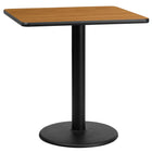 Flash Furniture 30" Square Natural Laminate Table Top with 18" Round Table Height Base-Hospitality Table