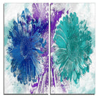 Designart – Grand tableau sur toile à motif de tournesols, bleu et vert, 40 larg. x 40 haut., 2 panneaux, (PT3401-3-40-40)-Imprimé